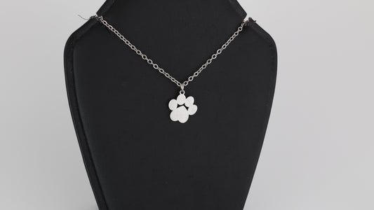 Stainless steel paw pendant with necklace Only engrave name ( no prints or portraits )