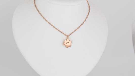 Stainless steel paw pendant with necklace Only engrave name ( no prints or portraits )