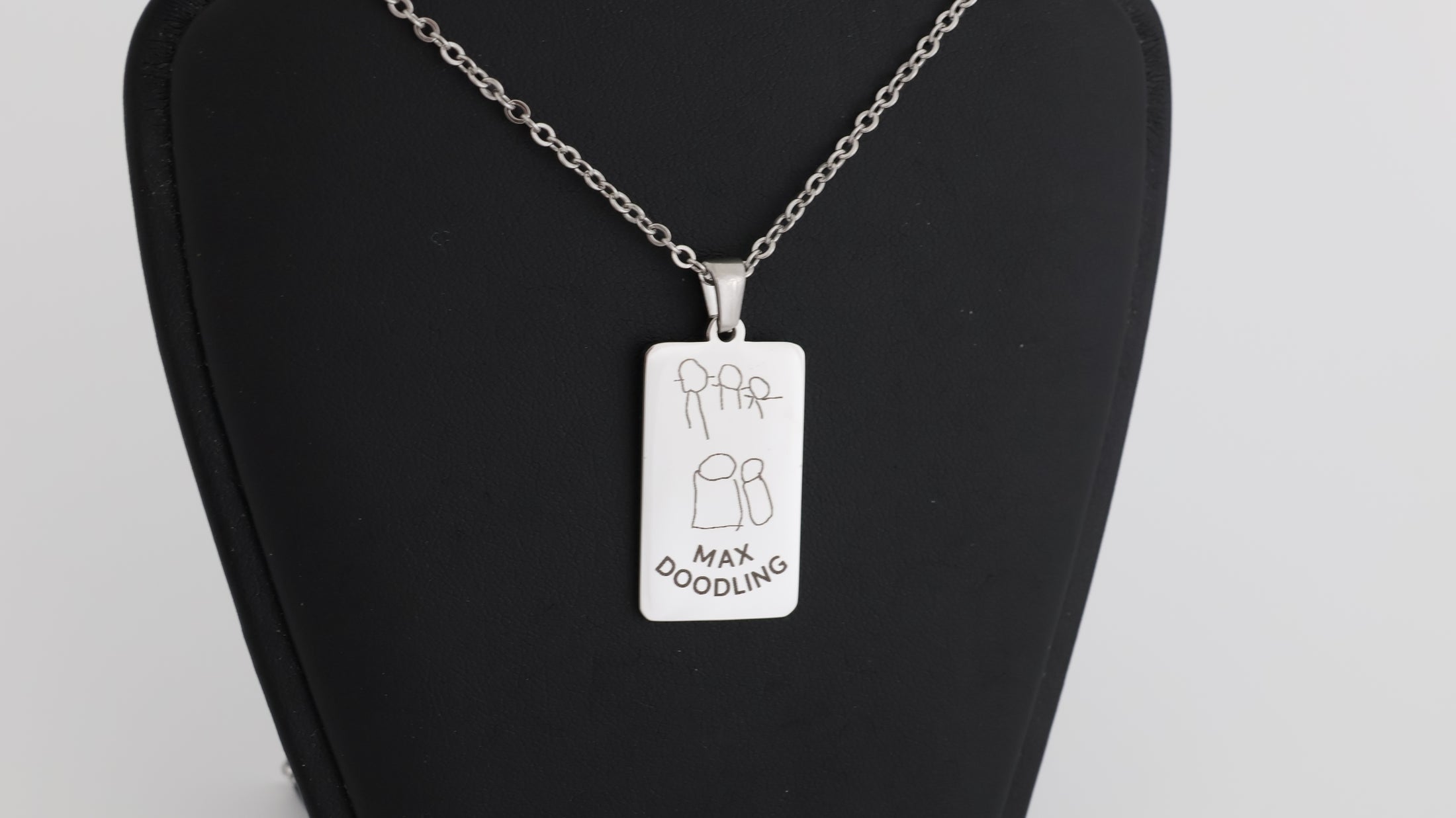 Stainless steel rectangle pendant with necklace