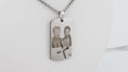 Load image into Gallery viewer, Cross pendant with necklace: Stainless steel dog tag with cut out cross
