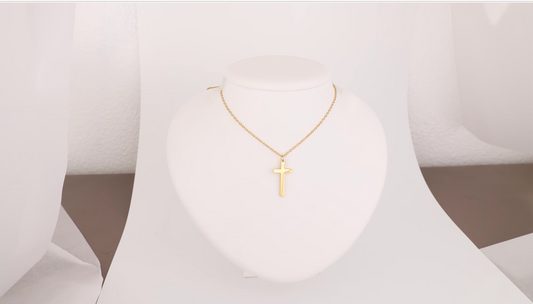 Stainless small cross pendant with necklace. Only Engrave name (No prints or Portraits)