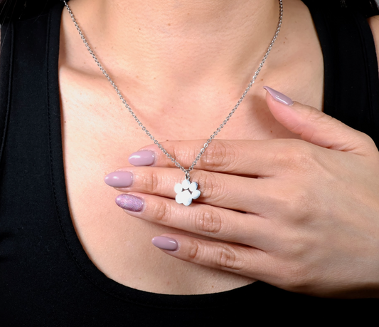 Stainless steel paw pendant with necklace Only engrave name ( no prints or portraits )